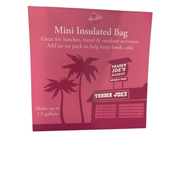 Trader Joe's Mini Insulated Reusable Tote Shopping Bag Pink 1.5 Gallons - Picture 2 of 3